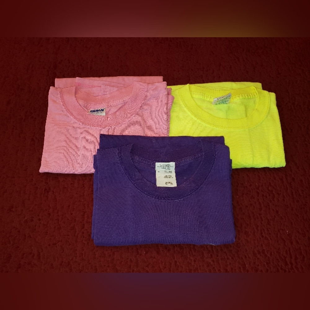 Lot Of 3 Ultra Cotton Embroidered Gildan T-shirts Size L Crew Neck